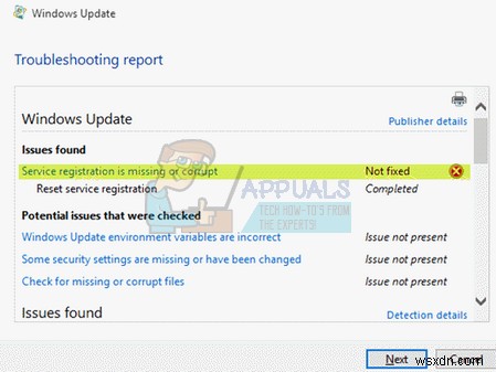 Sửa lỗi: Đăng ký dịch vụ bị thiếu hoặc hỏng trên Windows 10