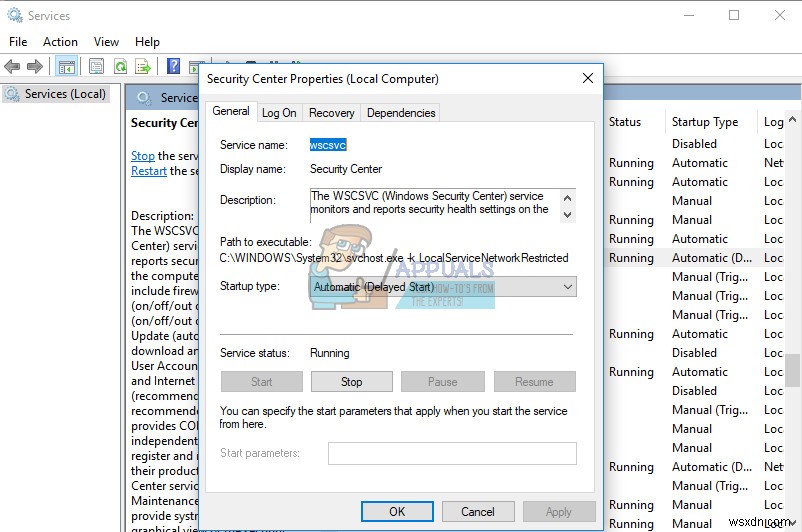 Khắc phục lỗi The Windows Security Center Service Can t be Started