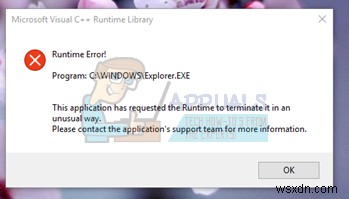 Khắc phục lỗi Microsoft Visual C++ Runtime Library trên Windows 10