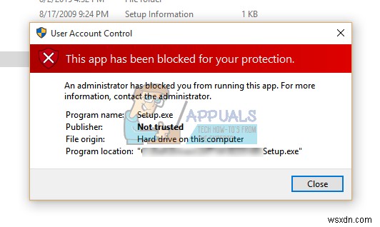 Khắc phục: Lỗi An administrator has blocked you from running this app trên Windows 10