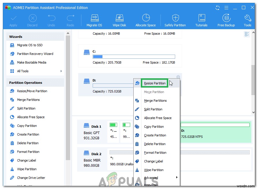 Cách mở rộng ổ C:\ trên Windows 10