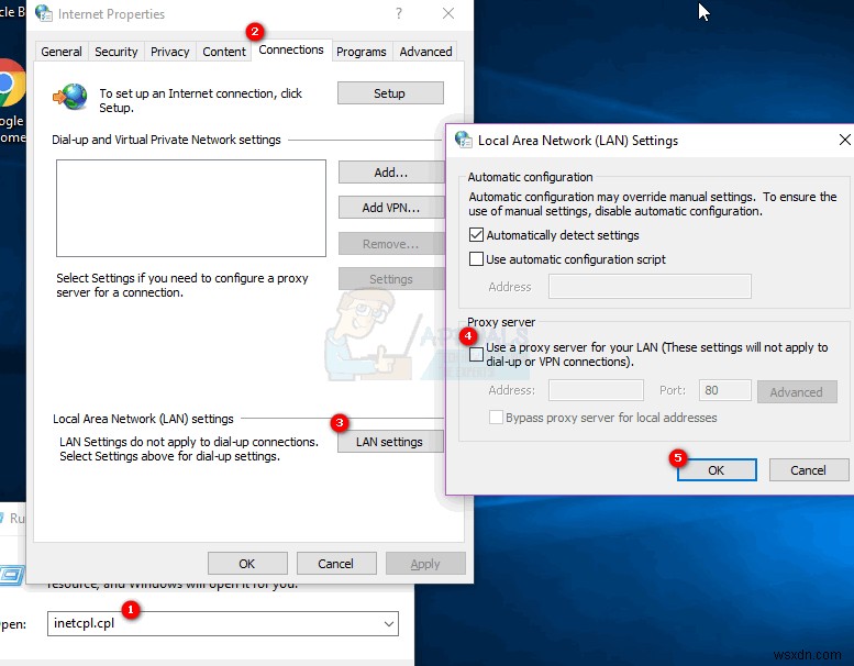 Khắc phục:  Windows không thể tự động phát hiện cài đặt proxy mạng này  trên Windows