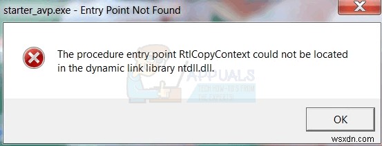 Sửa lỗi:  The procedure entry point could not be located in the dynamic link library 