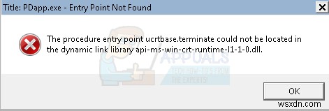 Cách sửa lỗi The procedure entry point ucrtbase.terminate could not be located trên Windows