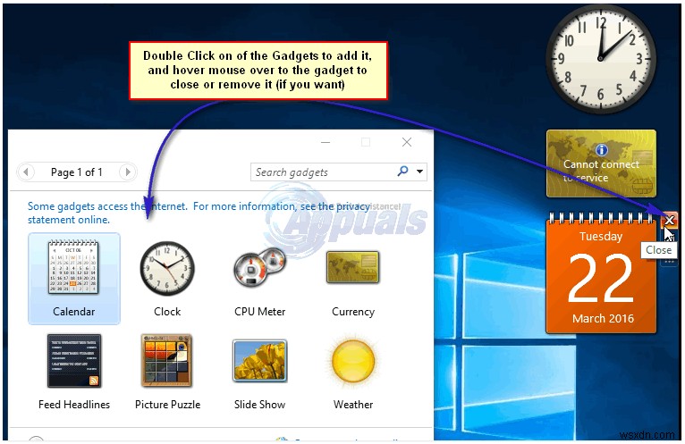 Thêm Gadget và Widget màn hìnhdesktop vào Windows 10