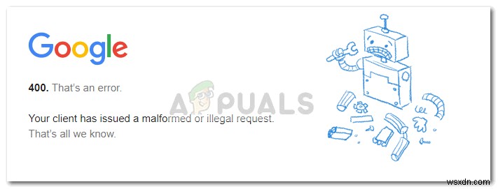 Khắc phục lỗi YouTube Error 400 client has issued a malformed or illegal request