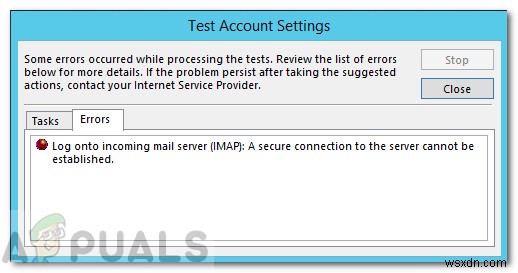 Khắc phục: Không thể thiết lập kết nối bảo mật với máy chủ trên Outlook