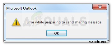 Khắc phục: Lỗi Error while preparing to send sharing message khi chia sẻ Calendar Outlook