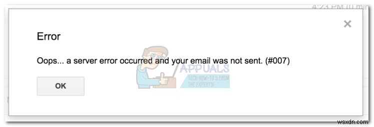 Khắc phục: Gmail lỗi #007 - Oops... a server error occurred