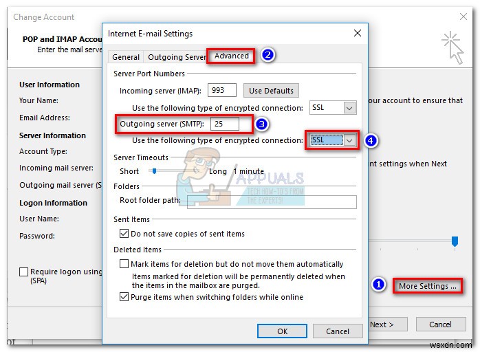Khắc phục lỗi 421 cannot connect to SMTP Server trên Outlook