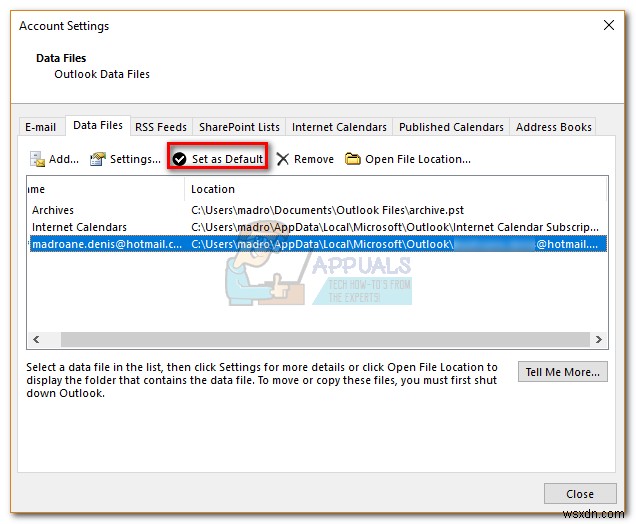 Cách thay đổi hoặc xóa tài khoản chính (Primary Account) khỏi Outlook