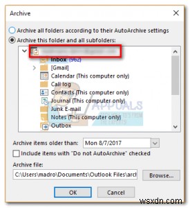 Hướng dẫn lưu trữ (Archive) email trong Outlook 2007, 2010, 2013, 2016