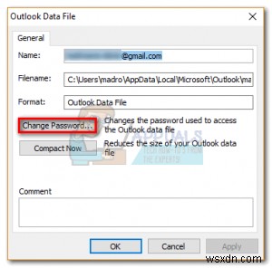 Cách thêm hoặc xóa mật khẩu file dữ liệu Outlook (PST)