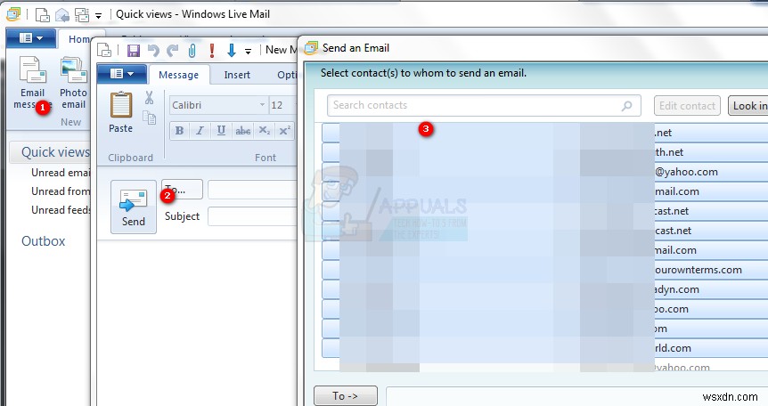 Cách gửi nhiều Email trong Windows Live Mail 2012
