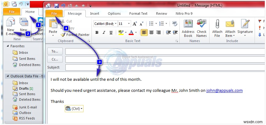 Cách thiết lập Phản hồi tự động (Out of Office) trong Outlook 2013/2016 và 2010