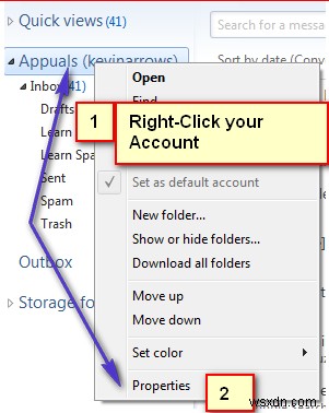 Cách Thay đổi cài đặt Email trong Windows Live Mail