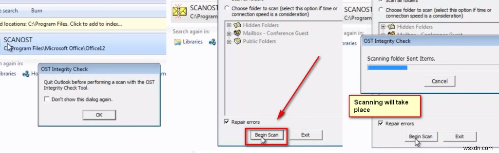 Sửa lỗi:  Không thể mở thư mục email mặc định. Kho thông tin không thể mở được  trong Outlook