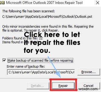 Sửa lỗi: Các bước sửa file dữ liệu PST hoặc OST Outlook bị hỏng