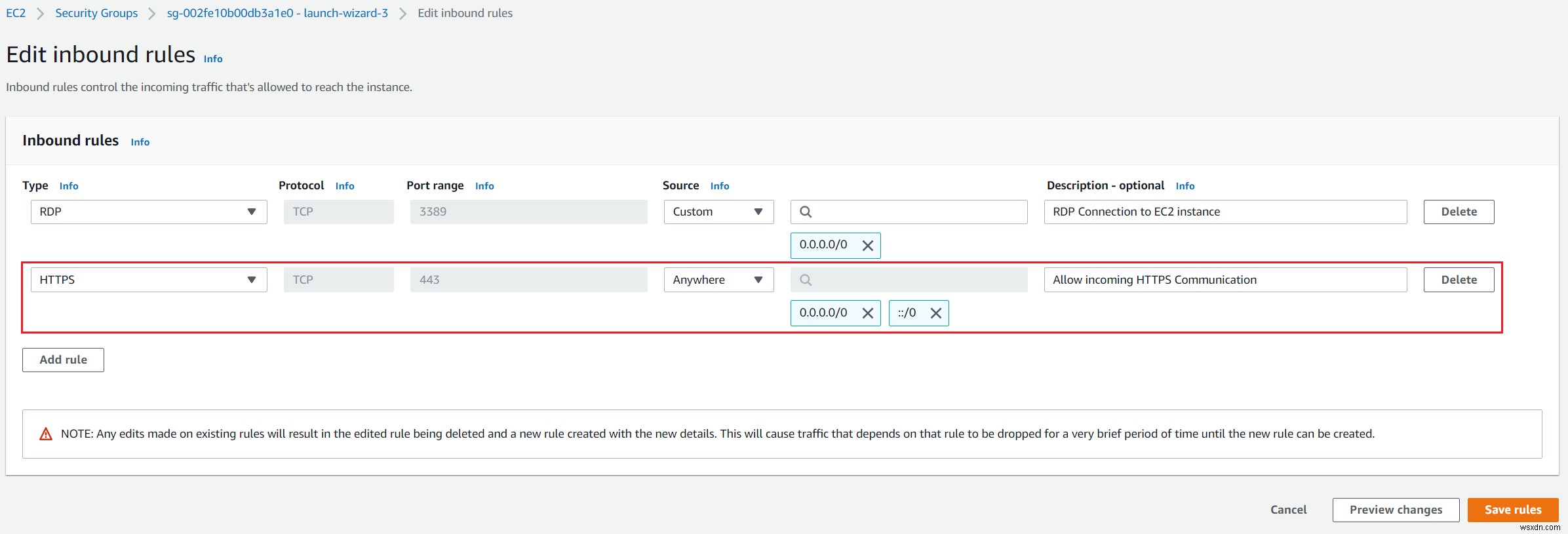 Cách Cấu Hình Quy Tắc Bảo Mật Trong Amazon EC2 Instance