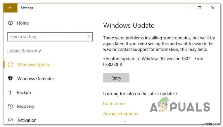 Sửa lỗi Windows Update 0x8000FFFF trên Windows 10/11
