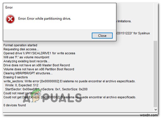 Cách khắc phục lỗi Error while Partitioning Drive trong Rufus