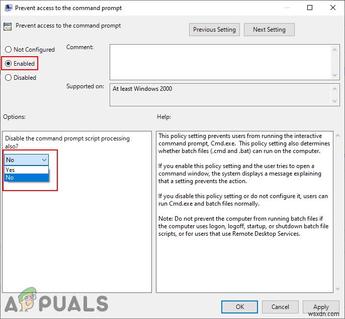 Cách vô hiệu hóa Command Prompt cho tài khoản Standard