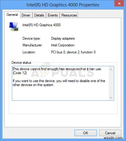 Khắc phục lỗi  This device cannot find enough free resources (Code 12)  trên Windows 7, 8, 10