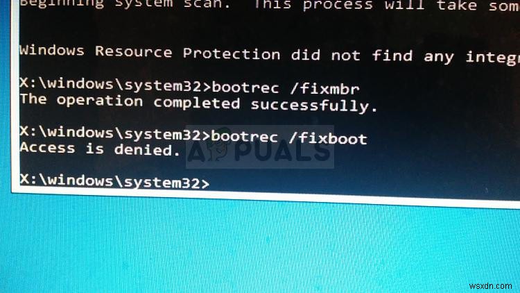 Khắc phục lỗi  bootrec /fixboot Access Denied  trên Windows 7, 8, 10
