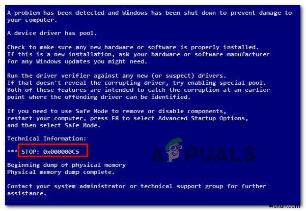 Cách sửa lỗi BSOD Stop Error 0X000000C5