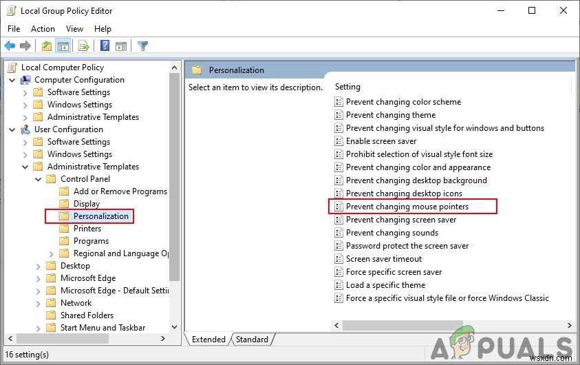 Cách ngăn người dùng thay đổi con trỏ chuột trên Windows 10
