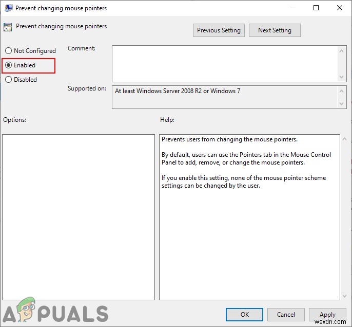 Cách ngăn người dùng thay đổi con trỏ chuột trên Windows 10