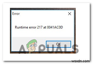 Cách khắc phục Lỗi Runtime Error 217 (0041ACoD) trên Windows 10
