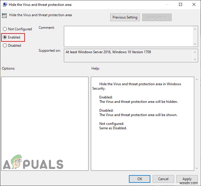 Cách ẩn khu vực Virus & Threat Protection trong Windows 10