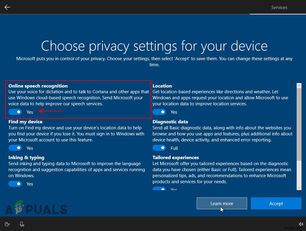 Cách Bật/Tắt Nhận dạng giọng nói trực tuyến (Online Speech Recognition) trong Windows 10