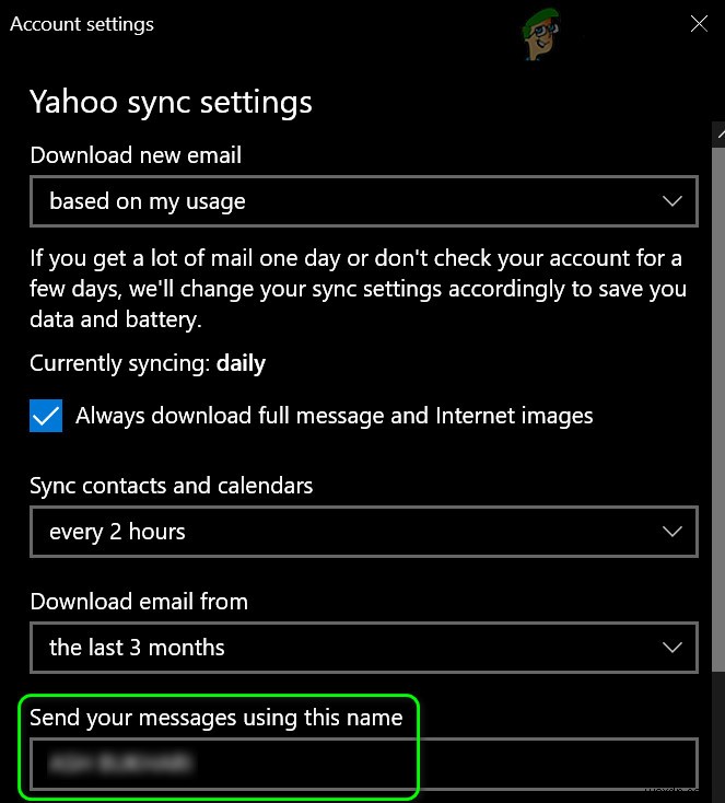 Cách thay đổi tên hiển thị trên ứng dụng Mail trong Windows 10