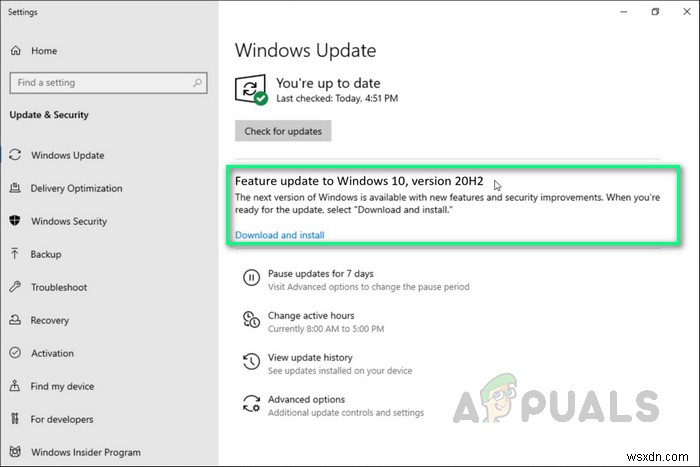 Cách khắc phục lỗi Cập nhật 20H2 không cài đặt được trên Windows 10