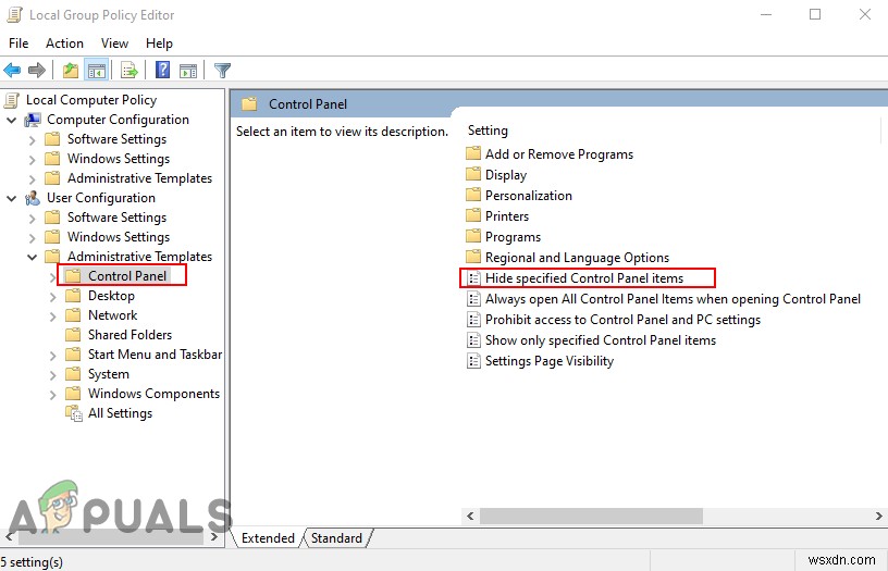 Cách ẩn/hiện các mục Control Panel cụ thể trên Windows 10