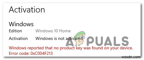 [Sửa lỗi] Lỗi kích hoạt Windows 0XC004F213 trên Windows 10