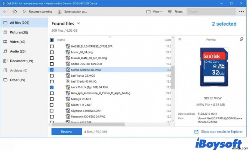 Khôi Phục File Xóa Từ Thẻ SDHC Với iBoysoft Data Recovery Cho Mac