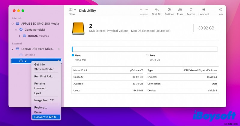Tùy chọn Convert to APFS bị mờ? Cách kích hoạt tùy chọn chuyển đổi sang APFS trong Disk Utility