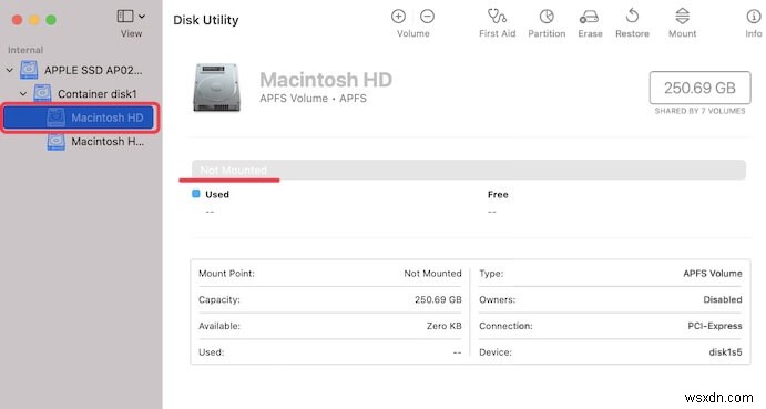 7 cách khắc phục Macintosh HD không mount hoặc không hiển thị trong Disk Utility