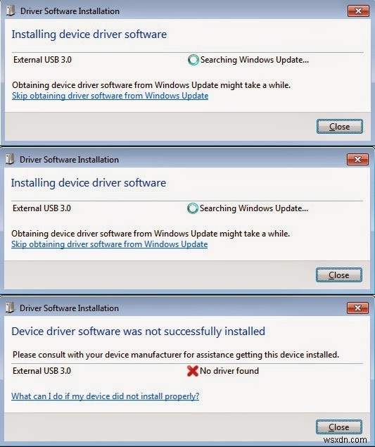Khắc phục lỗi cài đặt driver USB 3.0 không thành công