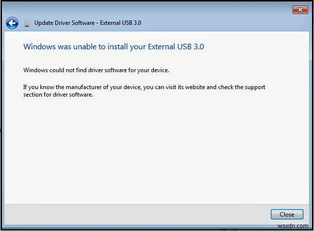 Khắc phục lỗi cài đặt driver USB 3.0 không thành công