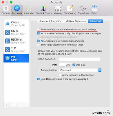Khắc phục Apple Mail không kết nối được Gmail