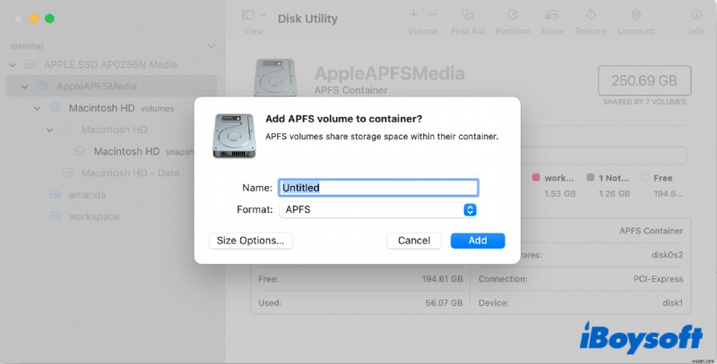 Hướng Dẫn: Thêm Khối Lượng APFS Vào Container Của Mac