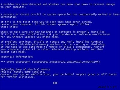Khắc phục lỗi Physical Memory Dump (Màn hình xanh chết chóc) trên Windows