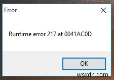 Sửa Lỗi Runtime Error 217 Windows 10 – Hướng Dẫn Chi Tiết