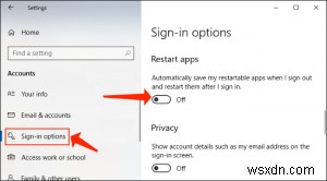 Tắt tự động khởi chạy lại ứng dụng sau khi reboot Windows 10