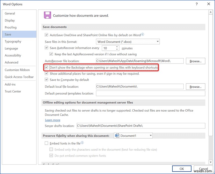 Thiết lập Office 365 lưu tài liệu cục bộ theo mặc định