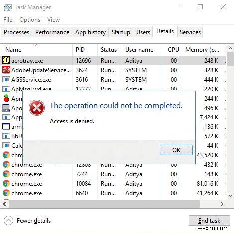 Khắc phục lỗi  Unable to change priority  trong Task Manager Windows